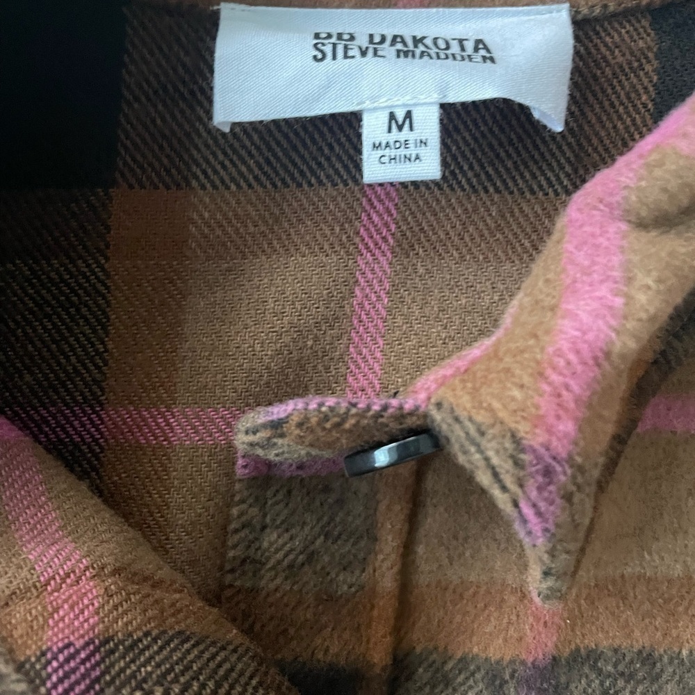 BB Dakota by Steve Madden Brown Plaid Shacket, M - Picture 7 of 7